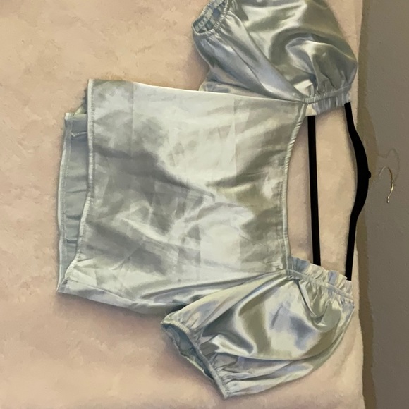 Blue Satin XS Crop Top Haute Monde - Picture 4 of 4